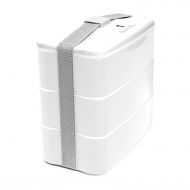Knife storage box Francois et Mimi Multi-Compartment Stackable Bento Lunch Box (White)