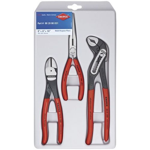  Knipex Tools KNIPEX Tools 00 20 08 US1, Long Nose, Diagonal Cutter, and Alligator Pliers Tool Set, 3-Piece