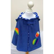 Knittedswimsuit Blue hooded bubble blowers cape costume for kids age 3 - 5