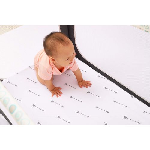  Knlpruhk Pack n Play Sheet Fitted Playard Mattress Sheet Set 2 Pack 100% Jersey Knit Cotton Ultra Soft Stretchy Portable Mini Crib Sheets for Baby Girl Boy Grey Arrows and Black Triangles b