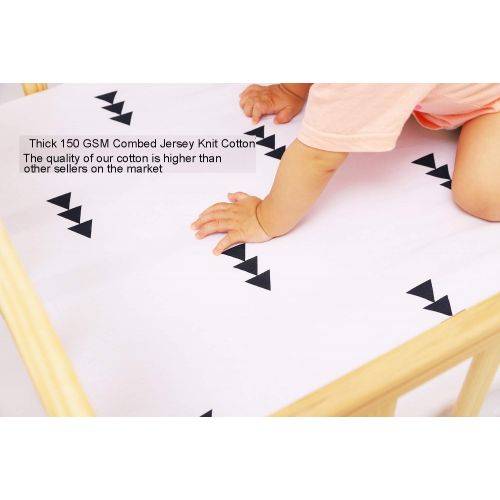  Knlpruhk Pack n Play Sheet Fitted Playard Mattress Sheet Set 2 Pack 100% Jersey Knit Cotton Ultra Soft Stretchy Portable Mini Crib Sheets for Baby Girl Boy Grey Arrows and Black Triangles b