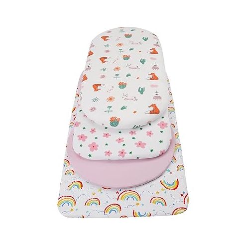  Bassinet Sheets for UPPAbaby Bassinet, 2 Pack Fitted Sheets, 100% Jersey Knit Cotton 190GSM, Ultra Soft Breathable, Floral and Pink