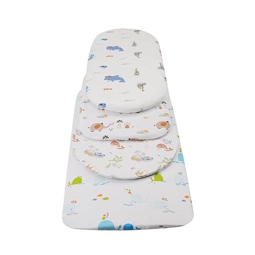  Bassinet Sheets Compatible with 4moms Mamaroo Sleep Bassinet, 2 Pack Fitted Sheets, 100% Jersey Knit Cotton 190GSM, Ultra Soft Breathable, Dolphin and Whale