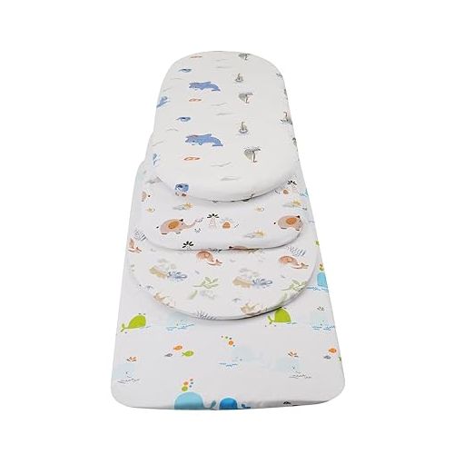  Bassinet Sheets Compatible with Chicco Lullago Anywhere & Baby Bjorn Cradle Bassinet, 2 Pack, 100% Jersey Knit Cotton 190GSM, Ultra Soft Breathable, Dolphin and Whale