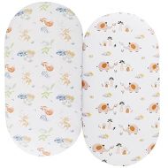 Bassinet Sheets Compatible with Graco Pack ‘n-Play Dome LX Bassinet (not Playard), 2 Pack, 100% Jersey Knit Cotton 190GSM, Ultra Soft Breathable, Fox Deer and Elephant