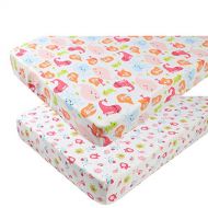 [아마존베스트]Knlpruhk Pack n Play Playard Sheet Set 2 Pack 100% Jersey Knit Cotton Ultra Soft and Stretchy Portable Mini...