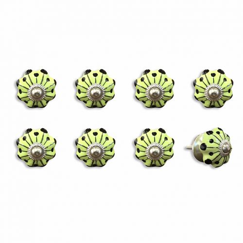  Knob-It! Knob-It Vintage Hand Painted 8-Pack Ceramic Knob Set in YellowGreenBlack