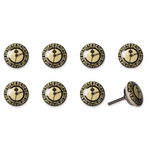  Knob-It! Knob-It Vintage Hand Painted 8-Pack Ceramic Knob Set in BlackGrey