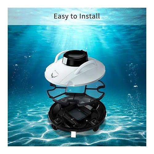  Cordless Pool Vacuum Cleaner, Robotic Pool Cleaner, Lasts 120min, Dual-Motor,Smart Navigation and Parking System, LED Indicator, Suitable for Flat Pools Up to 1000 sq. ft 1-Year Warranty