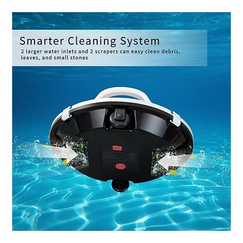  Cordless Pool Vacuum Cleaner, Robotic Pool Cleaner, Lasts 120min, Dual-Motor,Smart Navigation and Parking System, LED Indicator, Suitable for Flat Pools Up to 1000 sq. ft 1-Year Warranty