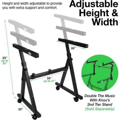  Knox Gear Knox Keyboard Piano Stand  Universal, Z Style, Pedal Friendly  Lightweight and Ultra Portable  Adjustable Height and Width  Optional Detachable Wheels - Professional Grade