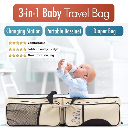  [아마존베스트]Koalaty 3-in-1 Universal Baby Travel Bag: Portable Bassinet Crib, Changing Station, and Diaper Bag for...