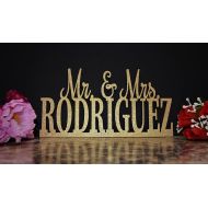 /KobasicCreations Wedding Name Sign - Mr and Mrs Sign - Custom Name sign - Mr & Mrs Wood Name Personalized Name Sign - Mr and Mrs Sweetheart Table Centerpiece