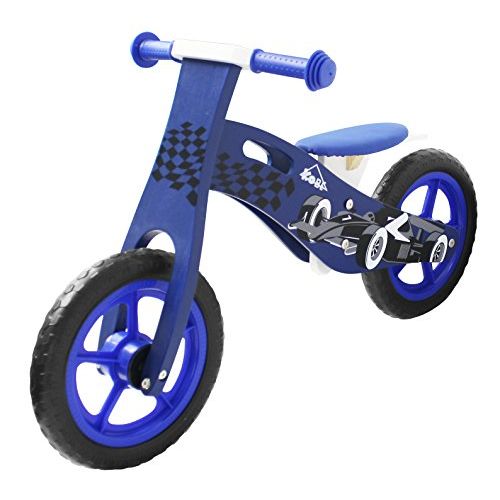  Kobe Wooden Balance Bike - Blue Race Car - 12 Bicycle