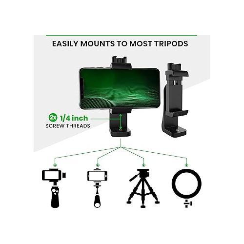  Cell Phone Tripod Mount | Fits Any Smartphone | includes Bluetooth Remote Shutter | UniMount 360 iPhone Tripod Mount Adapter