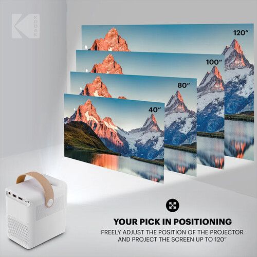  Kodak FLIK HD9 200-Lumen Full HD Smart Projector (White)