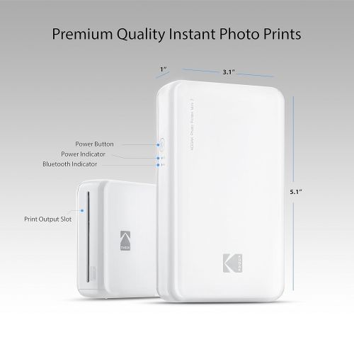  Kodak HD Wireless Portable Mobile Instant Photo Printer, Print Social Media Photos, Premium Quality Full Color Prints. Compatible wiOS and Android Devices (Black)