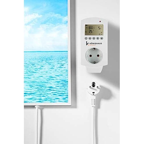  Koenighaus Fern Infrarotheizung - Bildheizung in HD Qualitat mit TUEV/GS - 200+ Bilder  mit Smart Home Thermostat, steuerbar mit APP fuer Handy- 1000 Watt (43. Insel Palme und Meer)