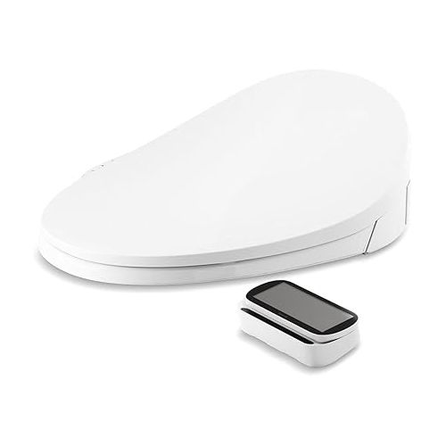  KOHLER 4108-0 PureWash E750 Elongated Electric Bidet Toilet Seat with Remote Control, Bidet Warm Water with Dryer for Existing Toilets, White