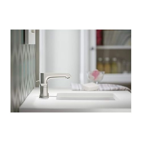  KOHLER 97093-4-BN Hint Widespread Bathroom Faucet with Pop-Up Drain Assembly, 3 Hole 2-Handle Bathroom Sink Faucet, 1.2 gpm, Vibrant Brushed Nickel