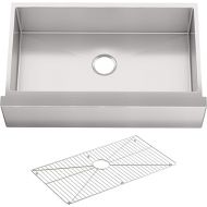 KOHLER K-5415-NA Strive Self-Trimming Farmhouse Undermount Large Single-Bowl Kitchen Sink with Tall Apron, 35 1/2 x 21 1/4