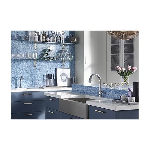  KOHLER K-5415-NA Strive Self-Trimming Farmhouse Undermount Large Single-Bowl Kitchen Sink with Tall Apron, 35 1/2 x 21 1/4