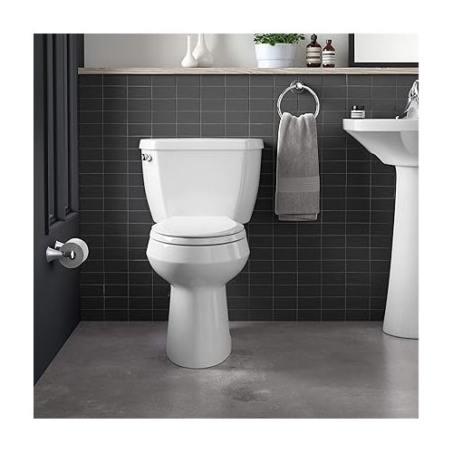  Kohler K-3493-0 Highline Classic Pressure Lite Comfort Height Elongated 1.6 gpf Toilet with Left-Hand Trip Lever, Less Seat, White