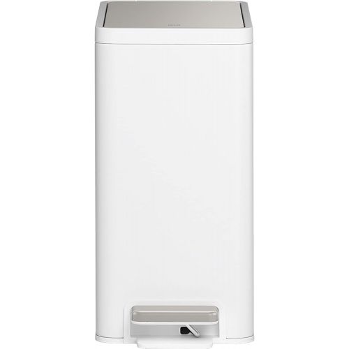  KOHLER K-20957-STW 2.5 gallon Slim Step Trash Can, White With Stainless Steel