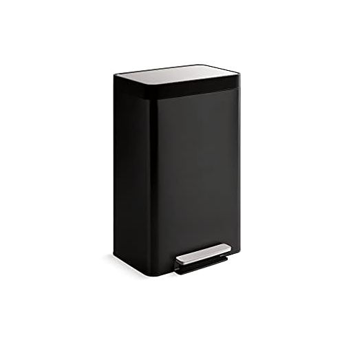  Kohler K-20940-BST 13-Gallon Step Trash Can, Black Stainless,Black Stainless Steel