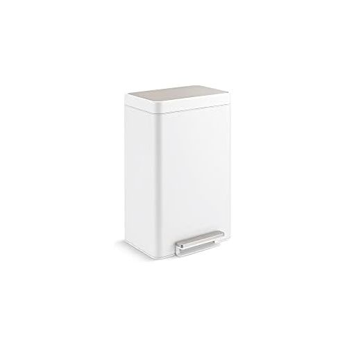  Kohler K-20956-STW Dual Compartment Step Trash Can, Liner, White Stainless