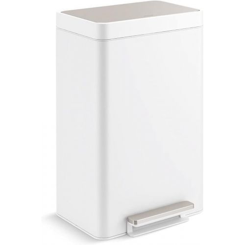  Kohler K-20956-STW Dual Compartment Step Trash Can, Liner, White Stainless
