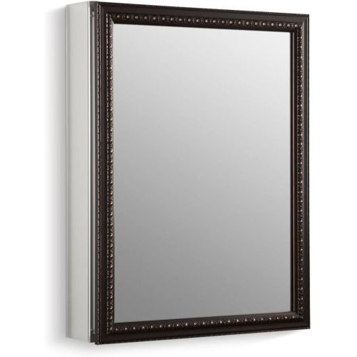  KOHLER K-2967-BR1 20 inch x 26 inch Aluminum Bathroom Medicine Cabinet with Oil-Rubbed Bronze Framed Mirror Door; Recess or Surface Mount