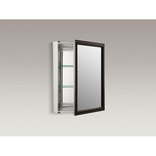  KOHLER K-2967-BR1 20 inch x 26 inch Aluminum Bathroom Medicine Cabinet with Oil-Rubbed Bronze Framed Mirror Door; Recess or Surface Mount