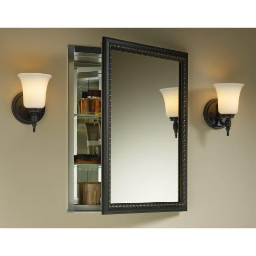  KOHLER K-2967-BR1 20 inch x 26 inch Aluminum Bathroom Medicine Cabinet with Oil-Rubbed Bronze Framed Mirror Door; Recess or Surface Mount