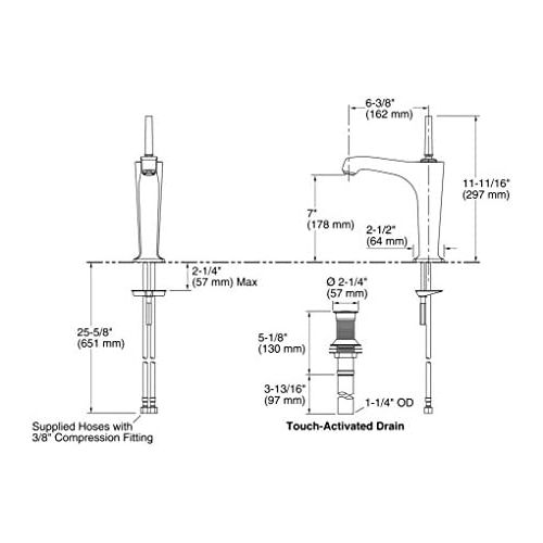  KOHLER K-16231-4-CP Margaux Tall Single Control Lavatory Faucet, Polished Chrome