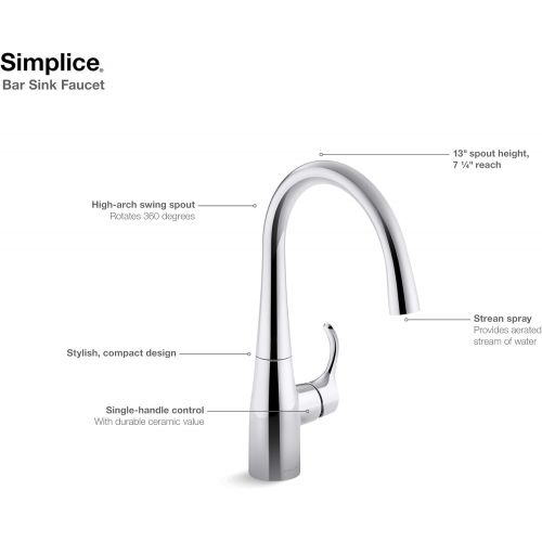  KOHLER K-22034-VS Simplice(R) Bar Sink Faucet, Vibrant Stainless