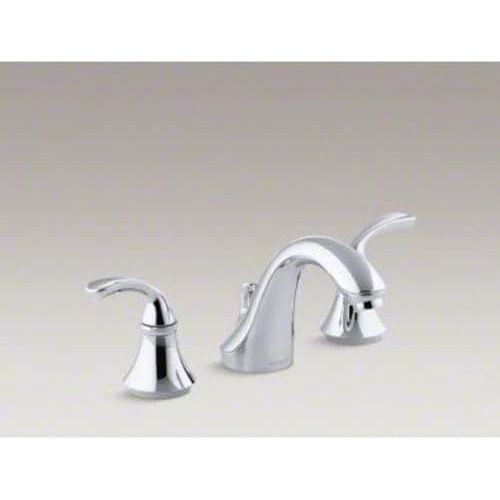  KOHLER K-10269-4-CP Forte Widespread Commercial Bathroom Sink Faucet with Sculpted Lever Handles, Metal Drain, Red/Blue Indexing and Vandal-Resistant Aerator, Polished Chrome