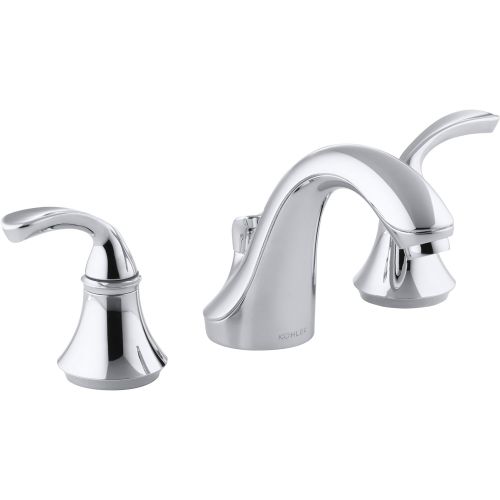  KOHLER K-10269-4-CP Forte Widespread Commercial Bathroom Sink Faucet with Sculpted Lever Handles, Metal Drain, Red/Blue Indexing and Vandal-Resistant Aerator, Polished Chrome