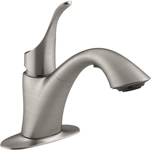  KOHLER Simplice Laundry Sink Faucet, Single Handle Pull-Out, 2-function Spray Head, 3-hole Install, Utility Sink Faucet, Vibrant Stainless Finish, K-22035-VS