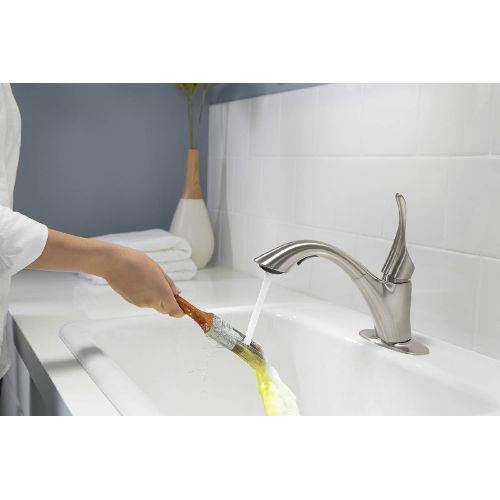  KOHLER Simplice Laundry Sink Faucet, Single Handle Pull-Out, 2-function Spray Head, 3-hole Install, Utility Sink Faucet, Vibrant Stainless Finish, K-22035-VS