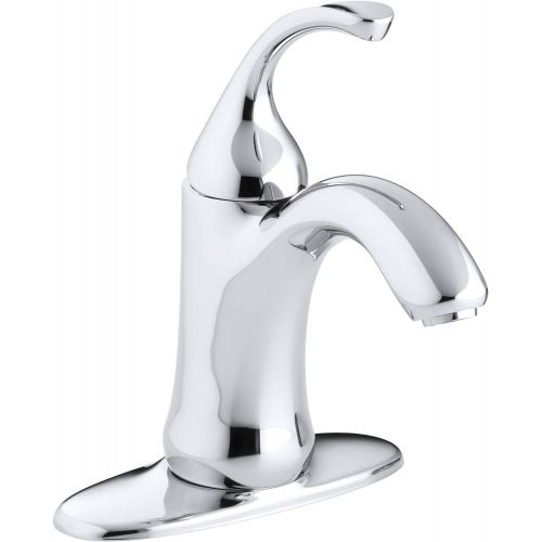  KOHLER Forte K-10215-4-CP Single Handle Single hole or Centerset Bathroom Faucet with Metal Drain Assembly in Polished Chrome