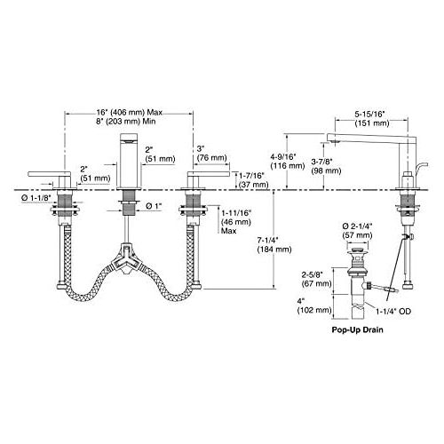  KOHLER Composed K-73060-4-CP Widespread 2-Handle Bathroom Sink Faucet with Metal Drain Assembly in Polished Chrome