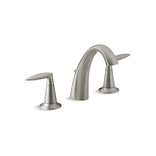  Bathroom Faucet by KOHLER, Bathroom Sink Faucet, Alteo Collection, 2 Handle Widespread Faucet with Metal Drain, Brushed Nickel, K-45102-4-BN