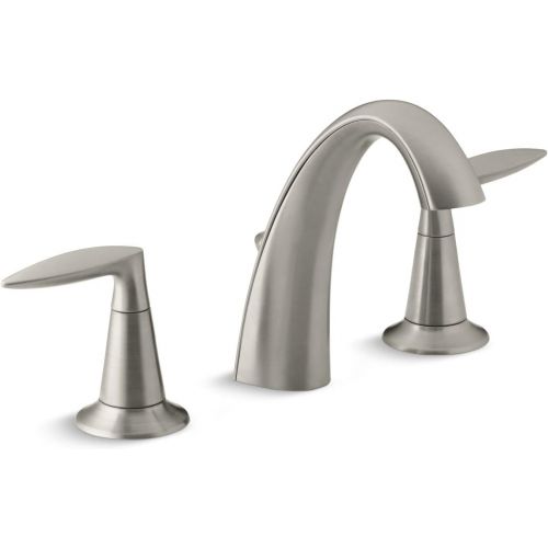  Bathroom Faucet by KOHLER, Bathroom Sink Faucet, Alteo Collection, 2 Handle Widespread Faucet with Metal Drain, Brushed Nickel, K-45102-4-BN