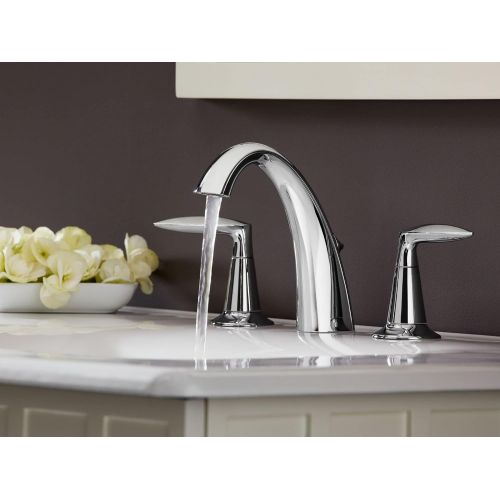  Bathroom Faucet by KOHLER, Bathroom Sink Faucet, Alteo Collection, 2 Handle Widespread Faucet with Metal Drain, Brushed Nickel, K-45102-4-BN