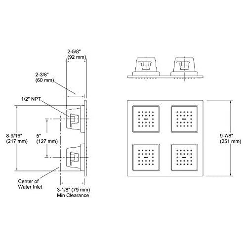  Kohler KOHLER K-98740-BN Watertile Rain Overhead Showering Panel with 4 22-Nozzle Sprayheads, Vibrant Brushed Nickel