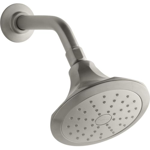  Kohler KOHLER 45409-BN Memoirs Classic Single Function Wall Mount Showerhead with Katalyst Air Induction Spray, 2.0 GPM, Vibrant Brushed Nickel