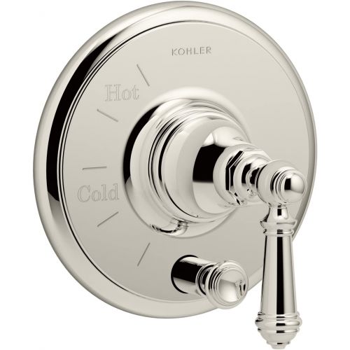  Kohler KOHLER K-T72768-4-VNT Artifacts Rite-Temp Pressure-Balancing Valve Trim with Push-Button Diverter and Lever Handle, Vintage Nickel