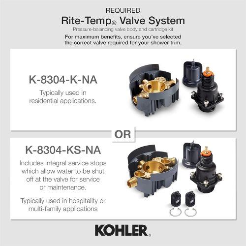  Kohler KOHLER TS16234-4-CP Margaux(R) Rite-Temp(R) Shower Valve Trim with Lever Handle and 2.5 gpm showerhead, 1