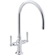 Kohler KOHLER K-7341-4-S HiRise Stainless Two Handle Kitchen Sink Faucet, Polished Stainless